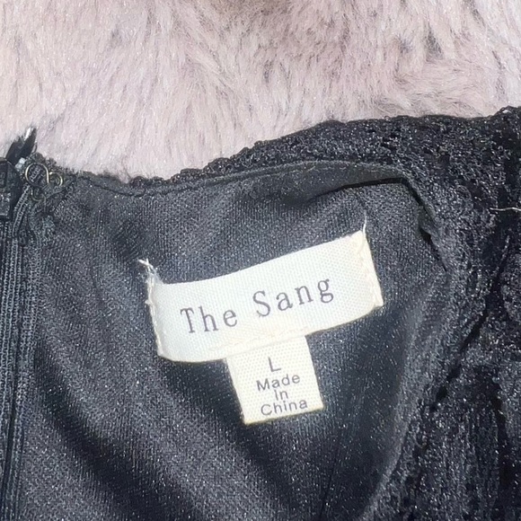 La Sang Exotic Lace Ruffle See-through Bodycon Mini Dress, Large - Picture 10 of 14